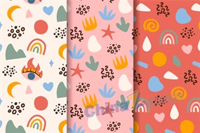 夏季手绘无缝模式矢量背景